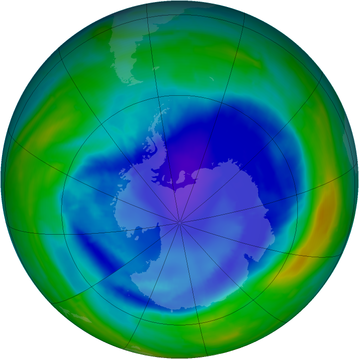 Antarctic ozone map for 04 September 2008